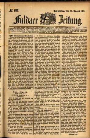 Ausgabe vom Donnerstag, den 18. August 1881.