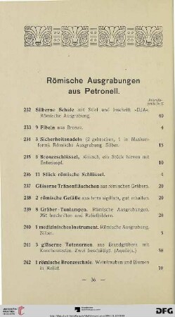Römische Ausgrabungen aus Petronell (Nr. 232-252)
