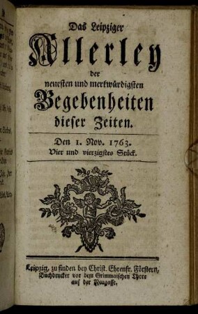 Den 1. Nov. 1763. Vier und vierzigstes Stück.