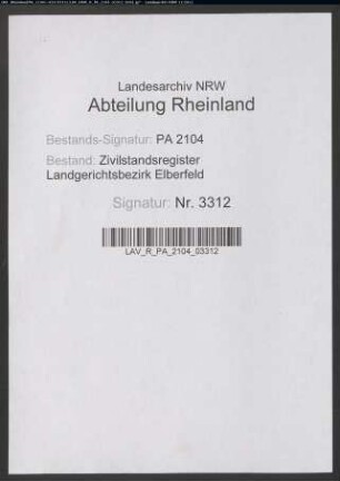 Heiratsregister Merscheid