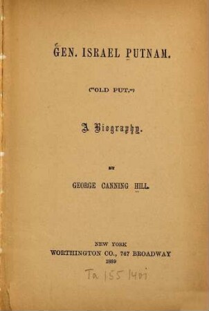 Gen. Israel Putnam :  A biography