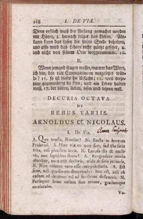 Decuria octava de rebus variis. Arnoldus et Nicolaus.