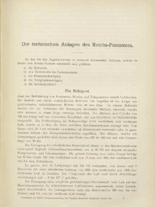 Die technischen Anlagen des Reichs-Postamtes