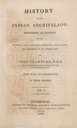 Vol. 1: History of the Indian Archipelago