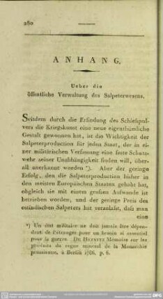 Anhang. Ueber die öffentliche Verwaltung des Salpeterwesens
