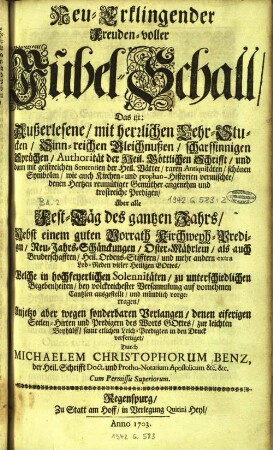 [2]: ... über alle Fest-Täg des gantzen Jahrs
