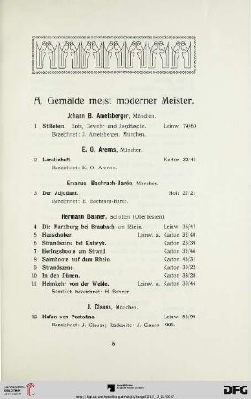 Gemälde meist moderner Meister (Nr. 1-100)