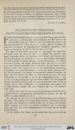 Die Deutsche Industrie photographischer Bedarfsartikel