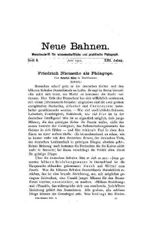 Friedrich Nietzsche als Pädagoge : (Schluß)
