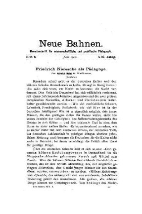 Friedrich Nietzsche als Pädagoge : (Schluß)