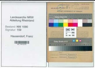 Entnazifizierung Franz Hausendorf , geb. 28.01.1898 (Arbeiter)