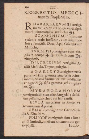 III. Correctio Medicinarum simplicium.