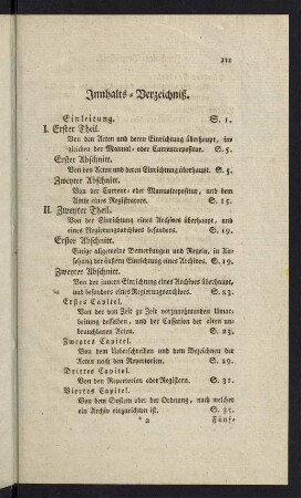 III-VI, Inhaltsverzeichnis