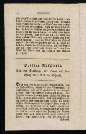 10-16, Dritter Abschnitt. Von der Stallung, der Streu und dem Pferch oder Mist der Schaafe.