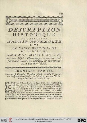 Description historique de l'ancienne Abbaȉe d'Eekhoute