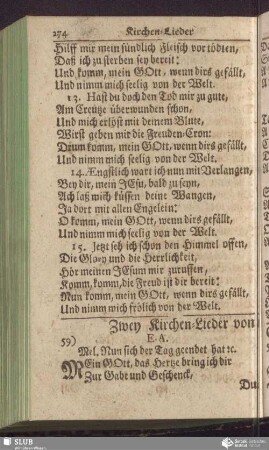 Zwey Kirchen-Lieder von Christlichen Leben und Wandel