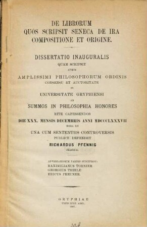 De librorum quos scripsit Seneca De ira compositione et origine