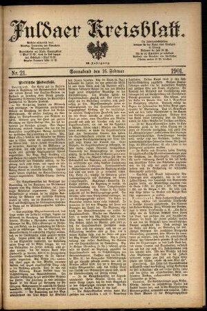 Erste Ausgabe vom Samstag, den 16. Februar 1901.