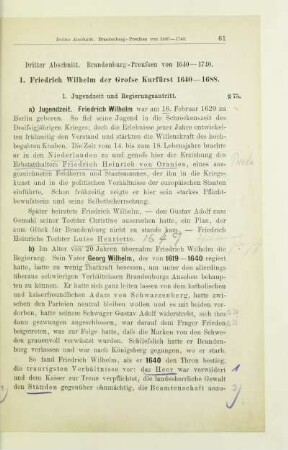 Dritter Abschnitt. Brandenburg-Preußen von 1640-1740