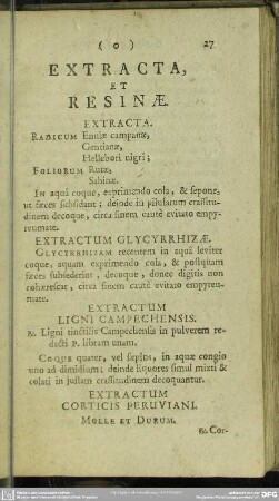 Extracta, Et Resinae