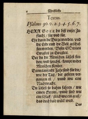 Textus. Psalmo 90. v. 2. 3. 4. 5. 6. 7.