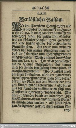LXIII. Der köstlicher Balsam