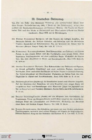 III. Deutsches Steinzeug (Nr. 239-256)