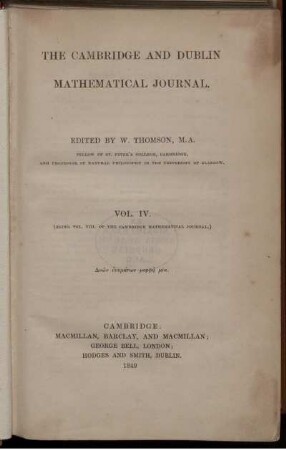 4: The Cambridge and Dublin mathematical journal
