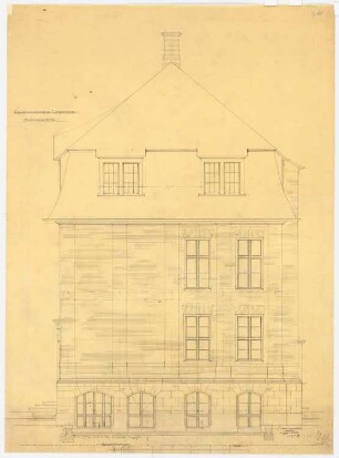 Direktionsgebäude der Vereinigten Chemischen Fabriken, Staßfurt-Leopoldshall: Seitenansicht, 1:25