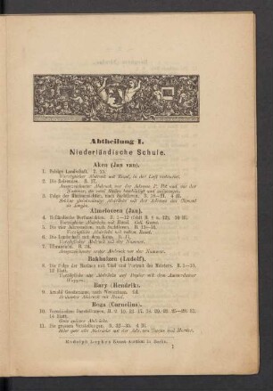Abtheilung I. Niederländische Schule