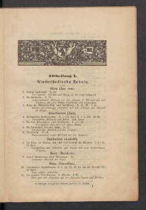 Abtheilung I. Niederländische Schule
