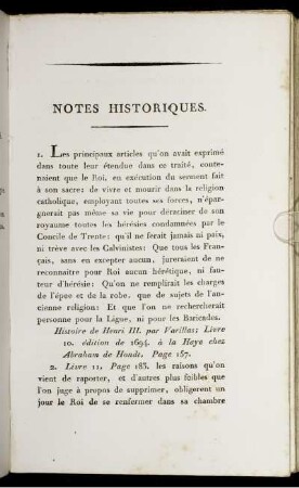 Notes Historiques.