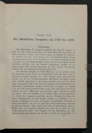 Fünfter Teil. Die öffentlichen Ausgaben von 1431 bis 1440.