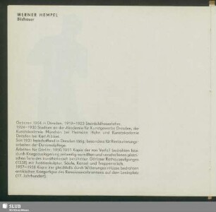 Werner Hempel, Bildhauer