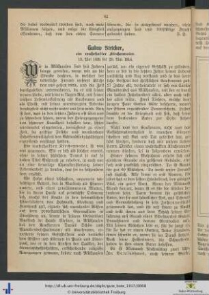 Gustav Stricker, ein wahrhafter Kirchenvater.