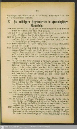 37. Die wichtigsten Begebenheiten in chronologischer Reihenfolge
