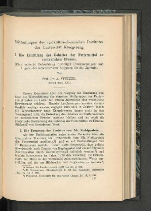 Mitteilungen des agrikultur-chemischen Institutes der Universität Königsberg.