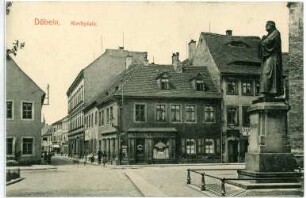 Döbeln. Kirchplatz mit Lutherdenkmal