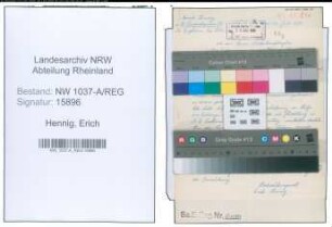 Entnazifizierung Erich Hennig , geb. 21.09.1906 (Landwirt)