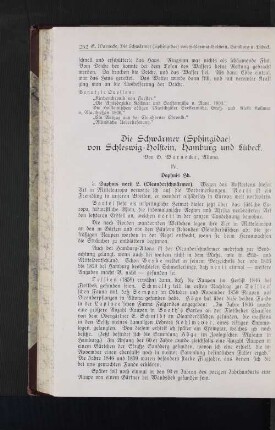 Die Schwärmer (Sphingidae) von Schleswig-Holstein, Hamburg und Lübeck