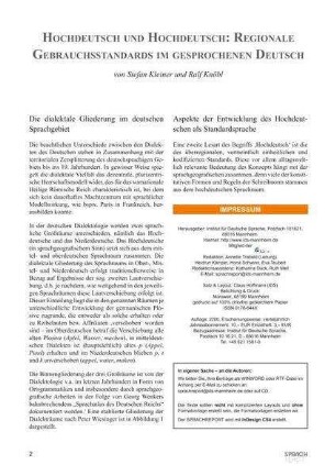 Hochdeutsch und Hochdeutsch : Regionale Gebrauchsstandards im gesprochenen Deutsch
