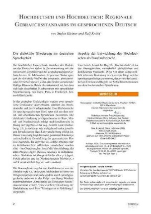 Hochdeutsch und Hochdeutsch : Regionale Gebrauchsstandards im gesprochenen Deutsch
