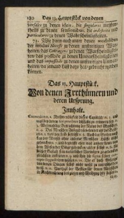Das 13. Hauptstück. Von denen Irrthümern und deren Ursprung.