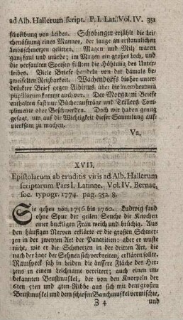 Epistolae ab eruditis viris ad Alb. Hallerum scriptae. P.I. Latinae. Vol.IV.