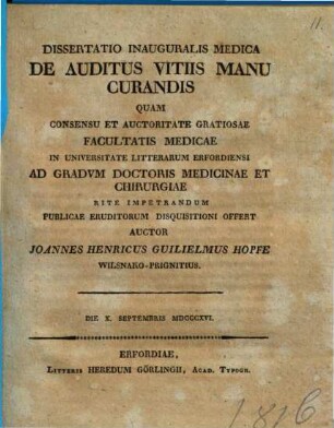 Diss. inaug. med. de auditus vitiis manu curandis