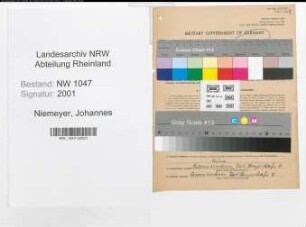 Entnazifizierung Johannes Niemeyer , geb. 10.07.1903 (Spediteur)