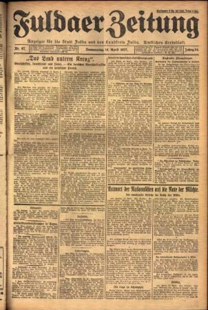 Erste Ausgabe vom Donnerstag, den 14. April 1927.
