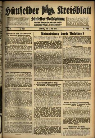 Zweite Ausgabe vom Samstag, den 09. Mai 1931.