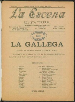 La gallega : comedia en tres actos