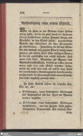 Ankündigung einer neuen Schrift